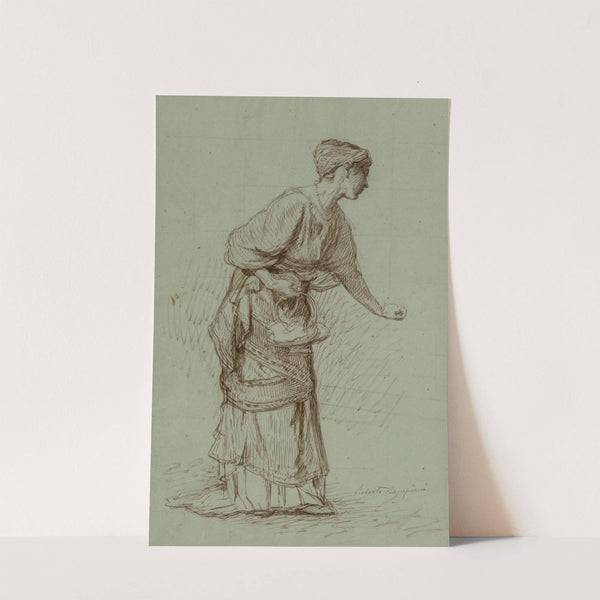 Study of a woman holding a basket by Roberto Bompiani