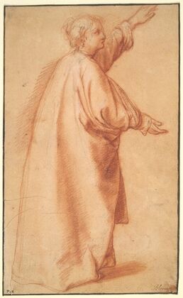 Study of a woman in a wide mantle