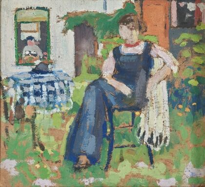 Study of a woman in blue in a garden (1907) — size preview