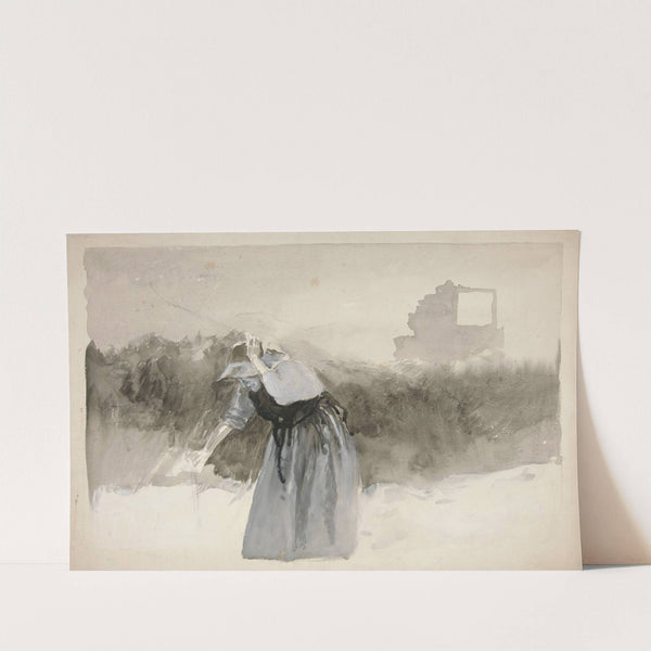 Study of a woman in bonnet, leaning over (1982) by Edwin Austin Abbey