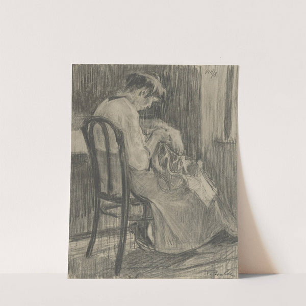 Study of a Woman Sewing by Eduard Putra