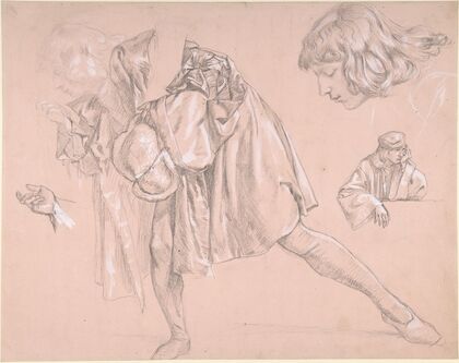 Study of a young man bending forward to kiss a hand, for the painting ‘The Departure of the Prodigal Son’ (1862–63)