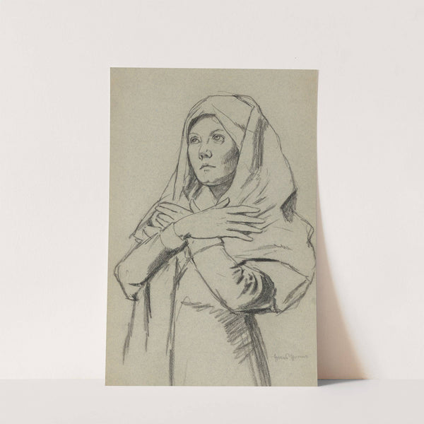 Study of a Young Woman in a Long Shawl, with Her Arms Crossed on her Chest by Hans Thoma