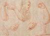 Study of a Young Woman Playing a Tambourine, and Studies of an Arm, Hands, and Feet (Studies for“Miriam Leading the Chorus of Women Who Give Thanks for the Routing of Pharoah”