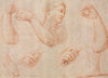 Study of a Young Woman Playing a Tambourine, and Studies of an Arm, Hands, and Feet (Studies for“Miriam Leading the Chorus of Women Who Give Thanks for the Routing of Pharoah”