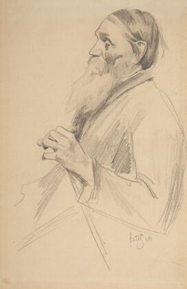 Study of an elderly man with a beard, in profile (1901)