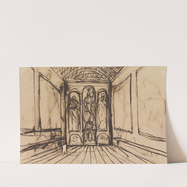 Study of an Interior Room with Religious Images on the Wall Panels by Benjamin Robert Haydon