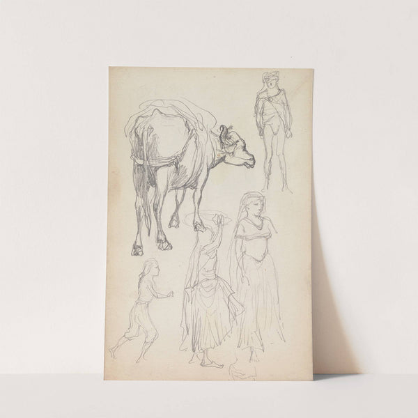 Study of an Ox and Standing Figures by William Simpson