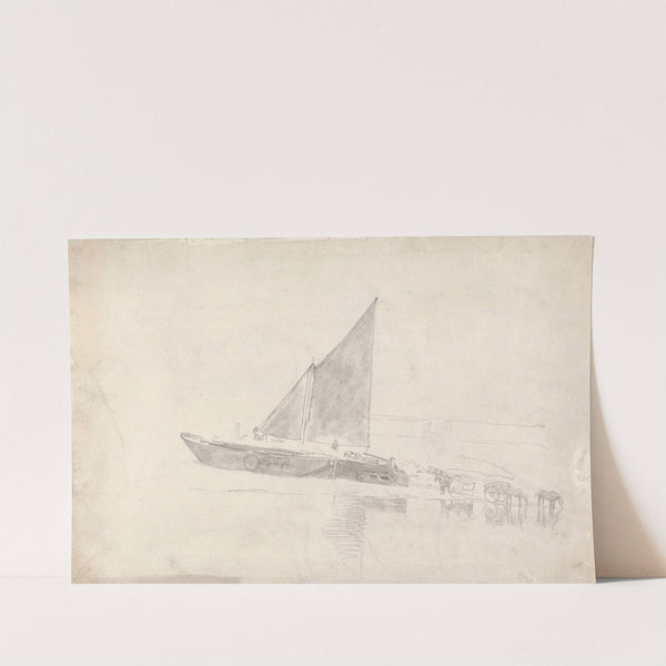 Study of Boats with Horses and Carts by Cornelius Varley