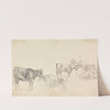 Study of cattle with horses in the background by Sawrey Gilpin