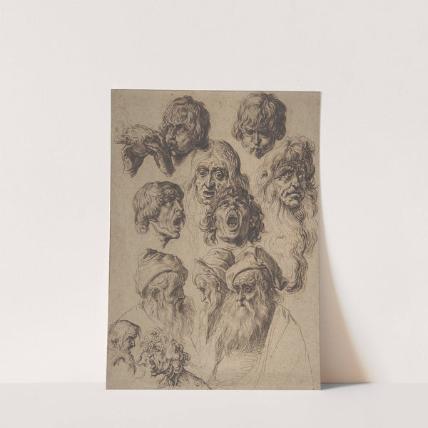 Study of Eleven Heads by Jacob de Gheyn II