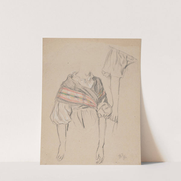 Study of Female Clothing, Verso (Architectural Details_1870 - 1890) by Hans Thoma