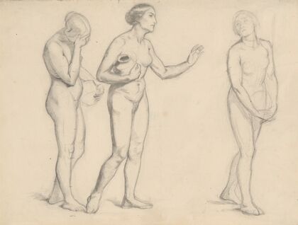 Study of female nudes to figures of three Marys for the painting ‘Three Marys’