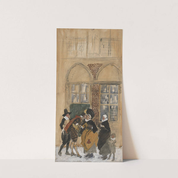 Study of figure scene in seventeenth century Dutch costume, possibly New Amsterdam by Edwin Austin Abbey