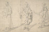 Study of Figures; an Old Man Holding a Hat and Facing Forwards, and a Young Man Holding a Torch and a Hat