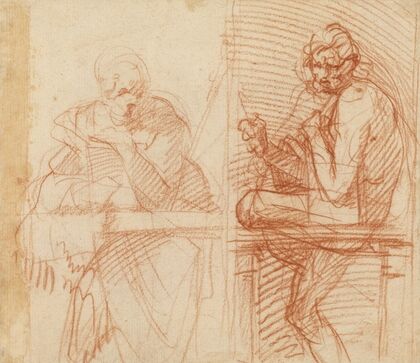 Study of Figures Behind a Balustrade