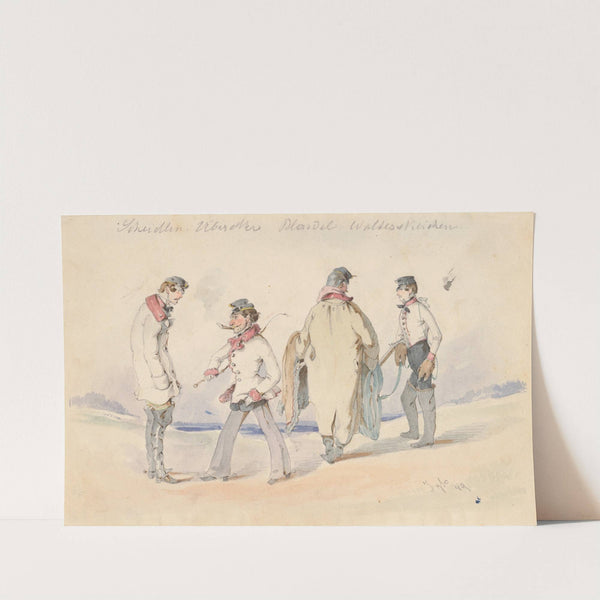 Study of Four Men in Military Uniforms by Friedrich Carl von Scheidlin