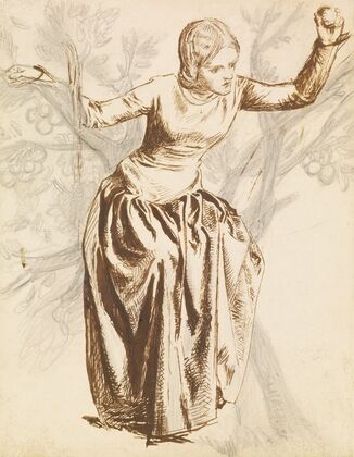 Study of Guenevere seated in apple tree