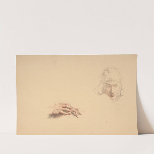 Study of hands and head for King Charles VI by Marie Bracquemond