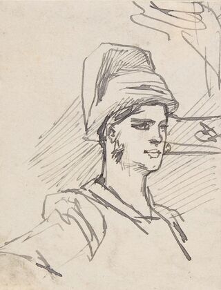 Study of Head and Shoulders of Woman with Headdress — size preview