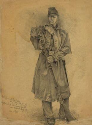 Study of infantry soldier on guard–William J. Jackson, Sergt. Maj. 12th N.Y. Vols.