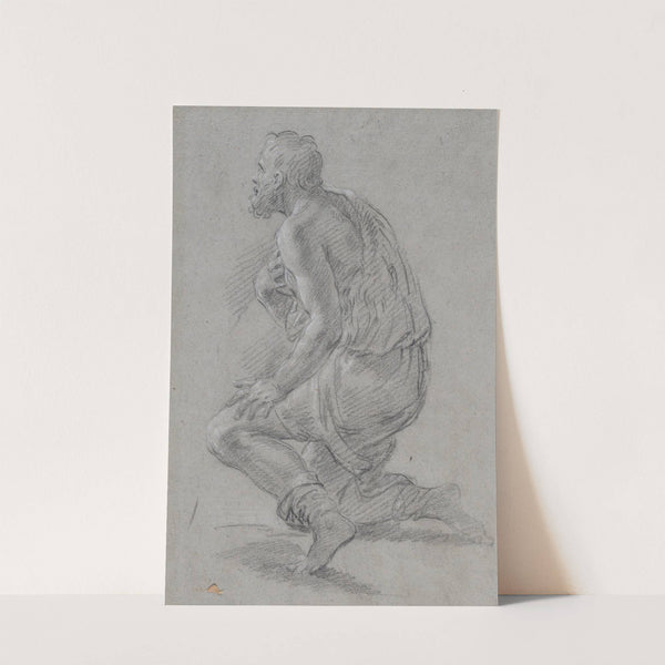 Study of Male Figure Kneeling in a Three-Quarter View, Facing Left (a Shepherd) by Giacomo Zoboli