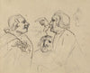 Study of men’s heads: two in foreground arguing