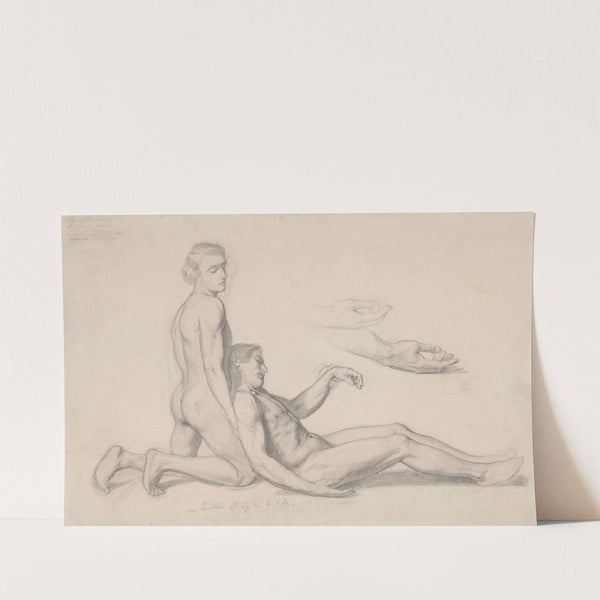 Study of nude males to the scene with Nicodemus supporting Christ's body to the painting 'Entombment' by Józef Simmler