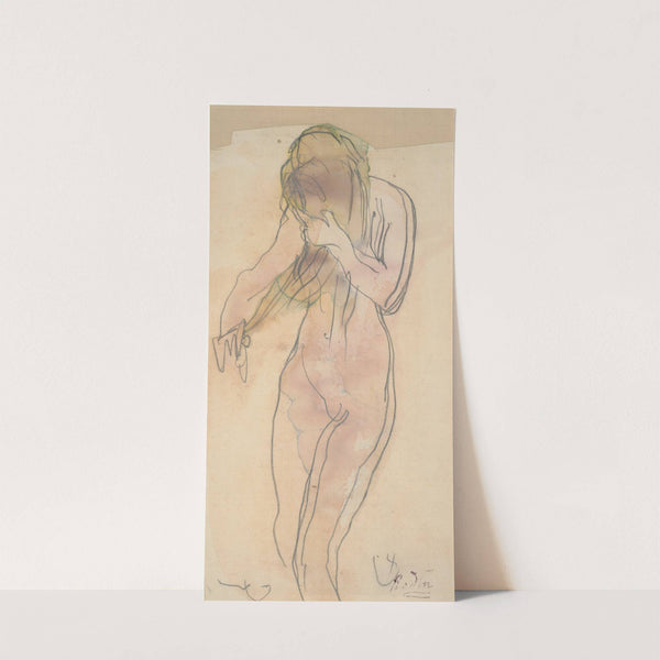 Study of nude (standing, combing her hair) by Auguste Rodin
