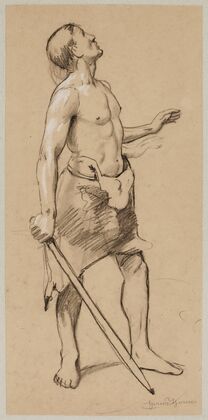 Study of the Figure of a Semi-Nude Male in a Leather Loincloth Holding a Sword (1886)