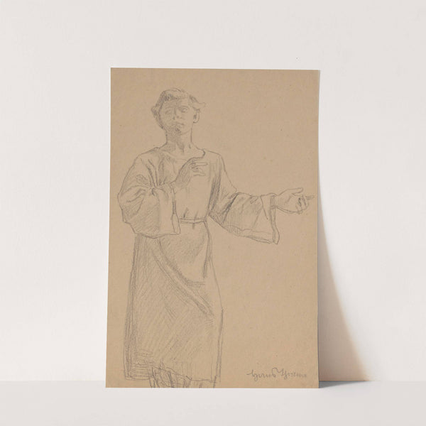 Study of the figure of a sitting man in a long robe (1860 - 1924) by Hans Thoma