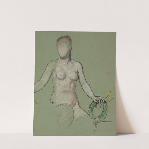 Study of the figure of Peace in Peace and prosperity holding a green wreath (1895) by Elihu Vedder