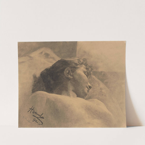 Study of the head of a lying woman by Jozef Hanula