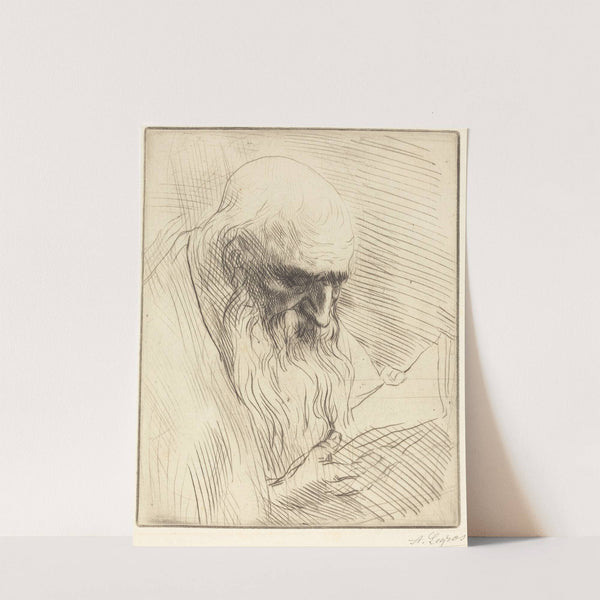 Study of the Head of a Man Reading (Etude de tete d’homme lisant) by Alphonse Legros