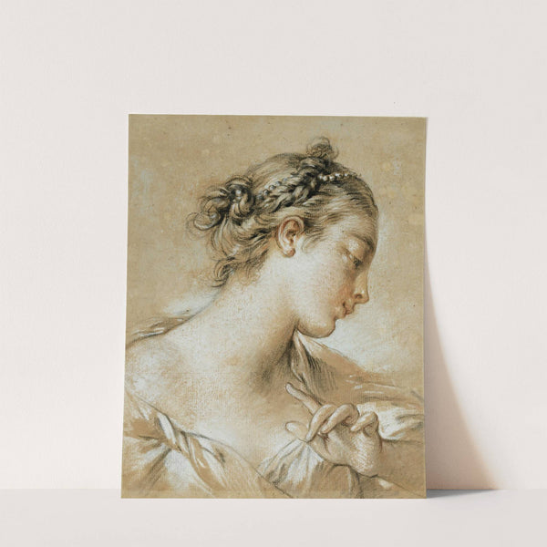 Study of The Head of a Young Girl With Pearls In Her Hair by François Boucher