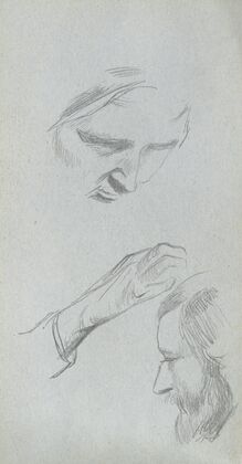 Study of Two Faces and a Hand (1860s)