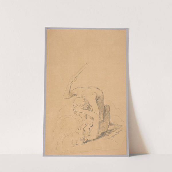 Study of Two Fighting Men (1907) by Hans Thoma