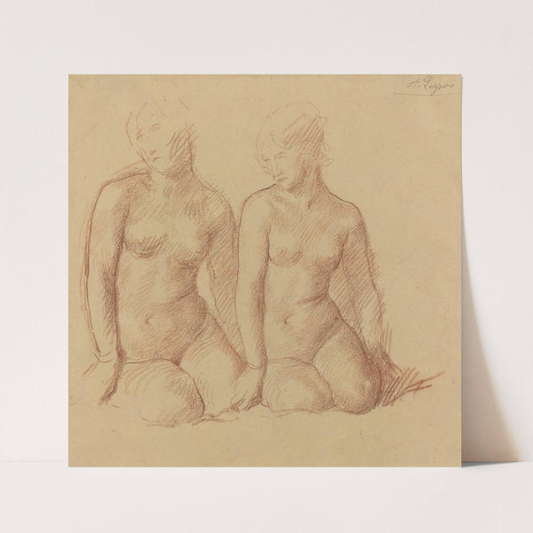 Study of Two Figures Seated Side by Side by Alphonse Legros