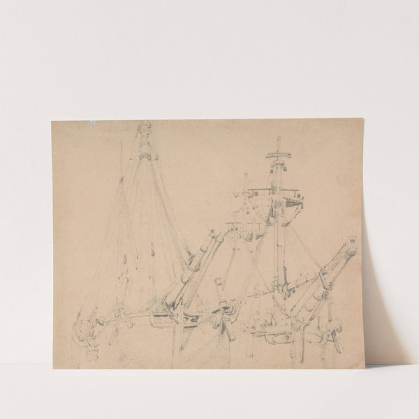 Study of Two Laid Up Sailing Vessels by Samuel Prout