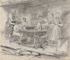 Study of Women and Men Saying Grace, Before a Meal