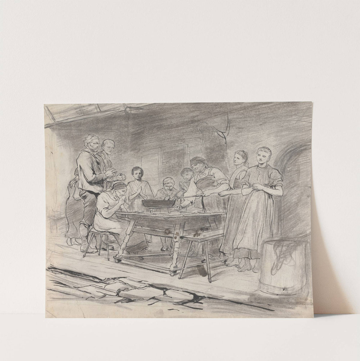 Study of Women and Men Saying Grace, Before a Meal by Sir Hubert von Herkomer