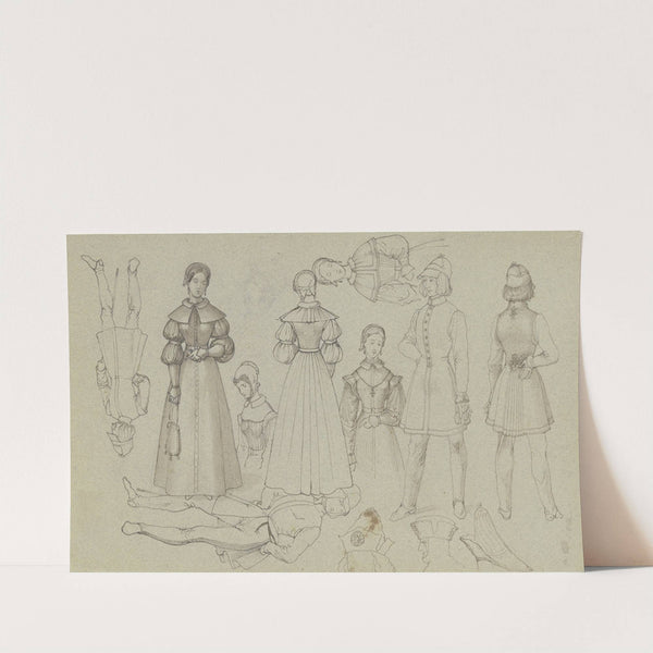 Study sheet; Fashion figures by Ferdinand Fellner