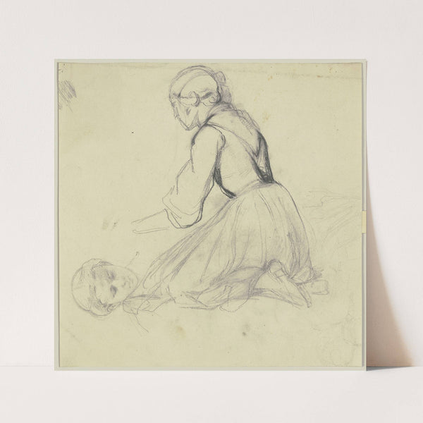 Study sheet; Kneeling Woman by Jakob Becker