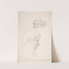 Study Sheet with a Portrait of Carl Julius Senff and Two Italian Women Walking by August Ferdinand Hopfgarten