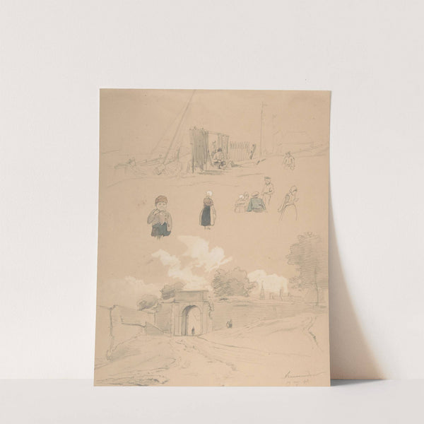 Study Sheet with Figures and Landscapes at Arnemuiden (near Middelburg, The Netherlands) by Pierre Louis Dubourcq