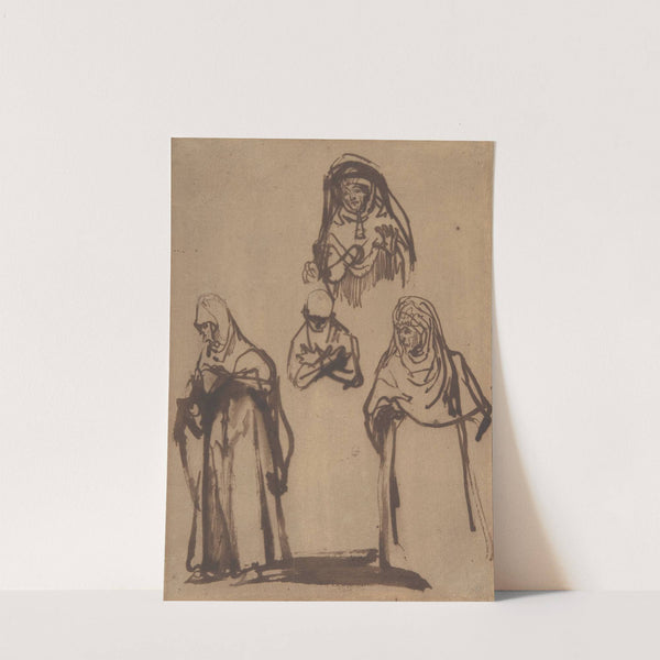 Study Sheet with Three Women and a Boy by Rembrandt van Rijn