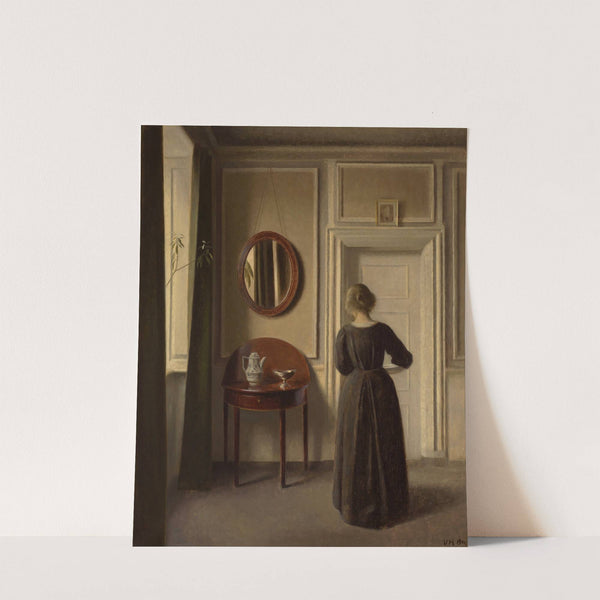 Stue (Interior with an Oval Mirror) by Vilhelm Hammershøi