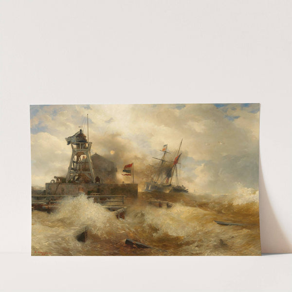 Stürmische See mit einem Dampfschiff (1886) by Andreas Achenbach