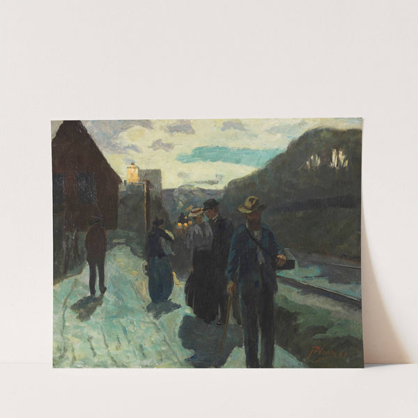 Stuttgarter Westbahnhof in der Abenddämmerung by Hermann Pleuer