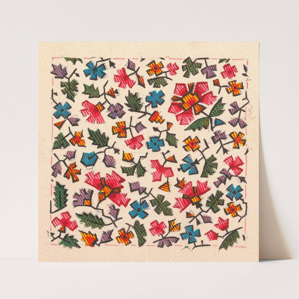 Stylized floral design for printed textile by Anonymous